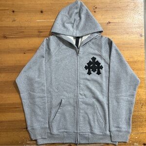 Chrome Hearts Gray Zip Up Sweater